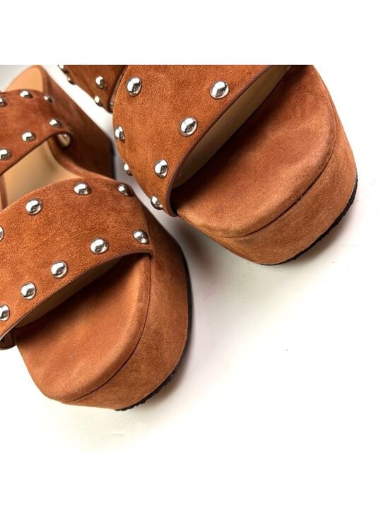 Rebecca Minkoff Ilea Studded Brown Suede Platform Wedge Sandals size 8 main image 3